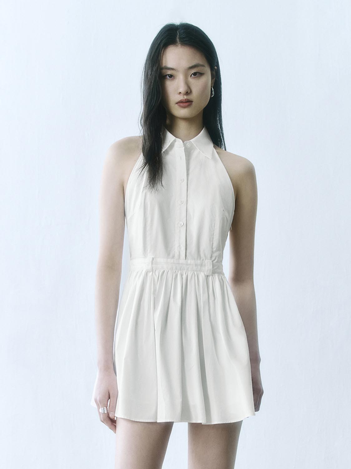 Urban Revivo Sleeveless A-Line Dresses-White