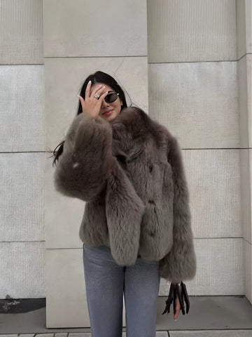Cozy Mock Neck Faux Fur Coat