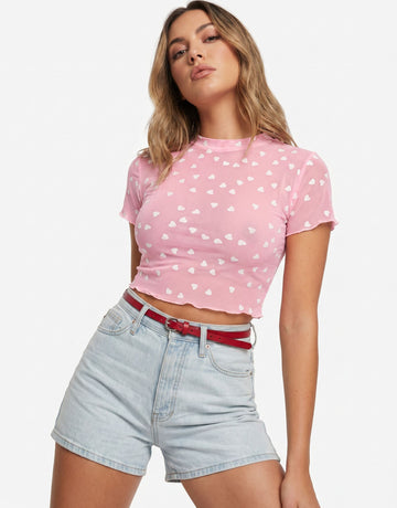 Heart Print Crop Sweet Top
