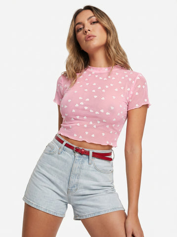 Heart Print Crop Sweet Top