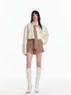 Embellished Wool Blend Lounge Shorts