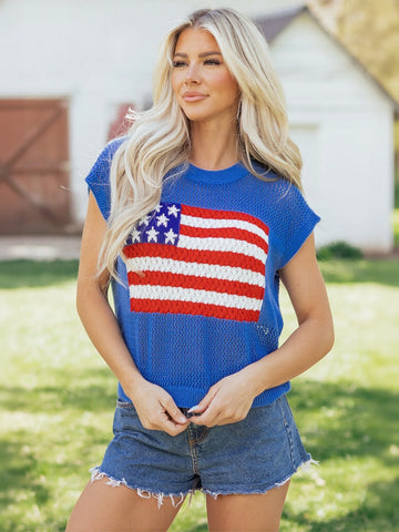 American Flag Graphic Knit Sweater