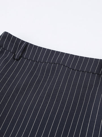 Pinstripe Chic Blazer Skirt Set