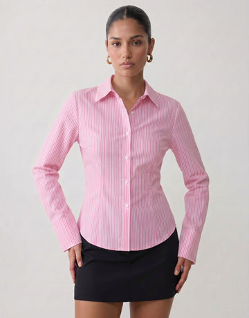 Tailored Fitted Striped Button Down Shirt