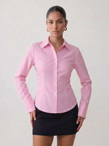Tailored Fitted Striped Button Down Shirt