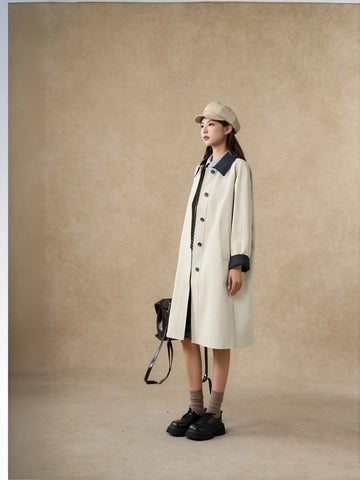 Classic Contrast Collar Trench Coat