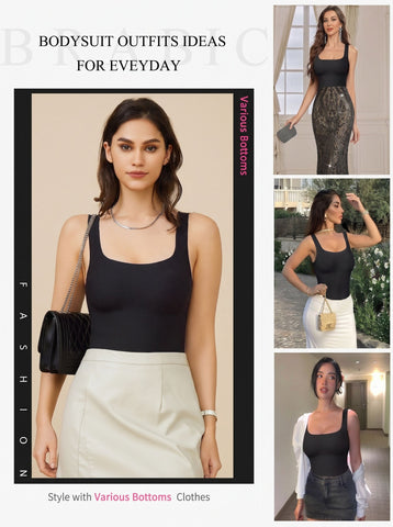 Sculpting Ribbed Square Neck Bodysuit Dress