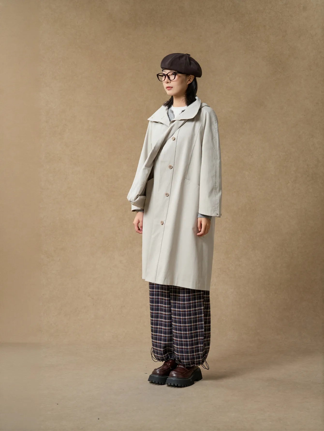 Oversized Minimalist Button Up Trench Coat