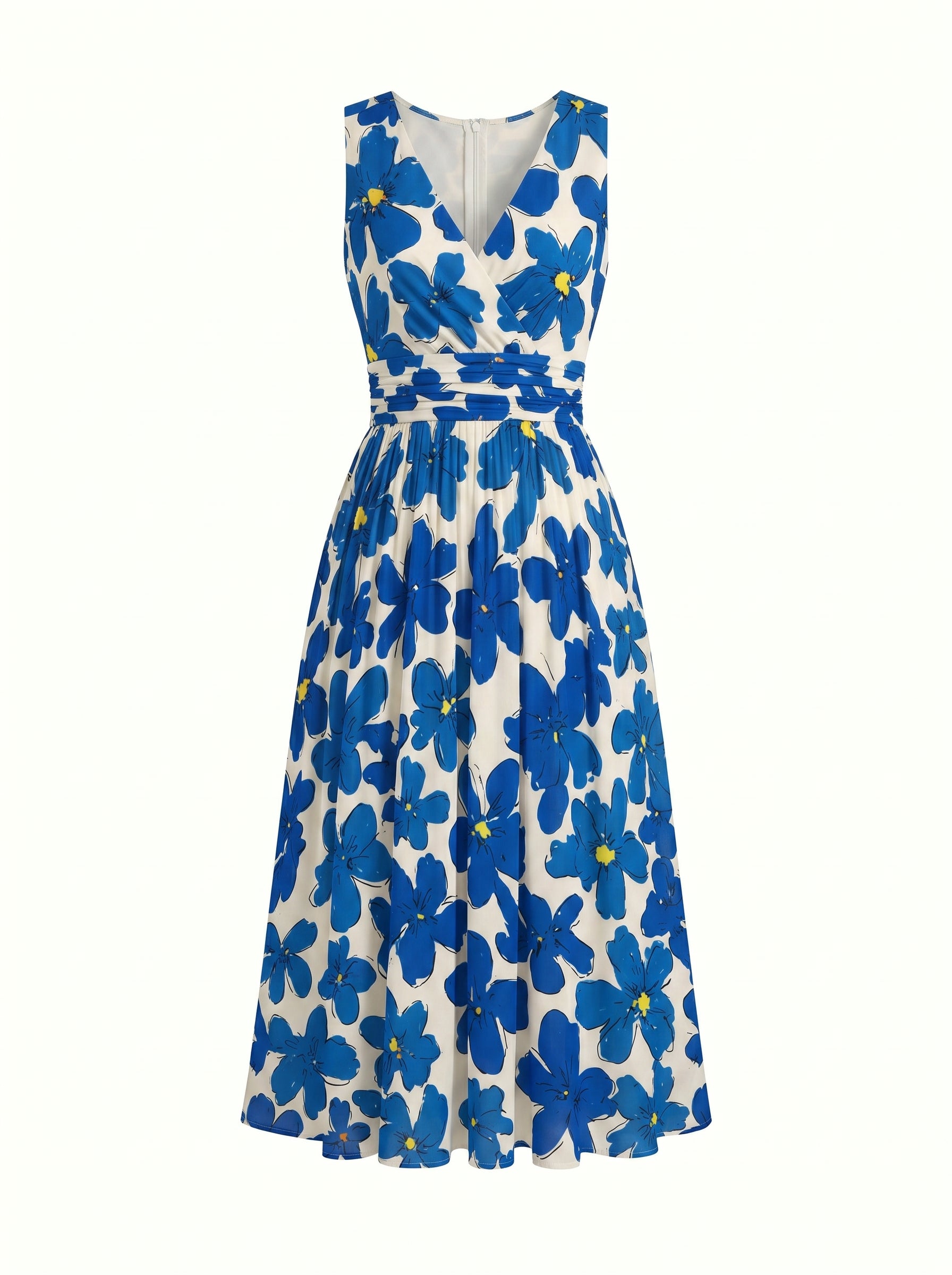CORINNE
Floral Print V Neck A Line Midi Dress