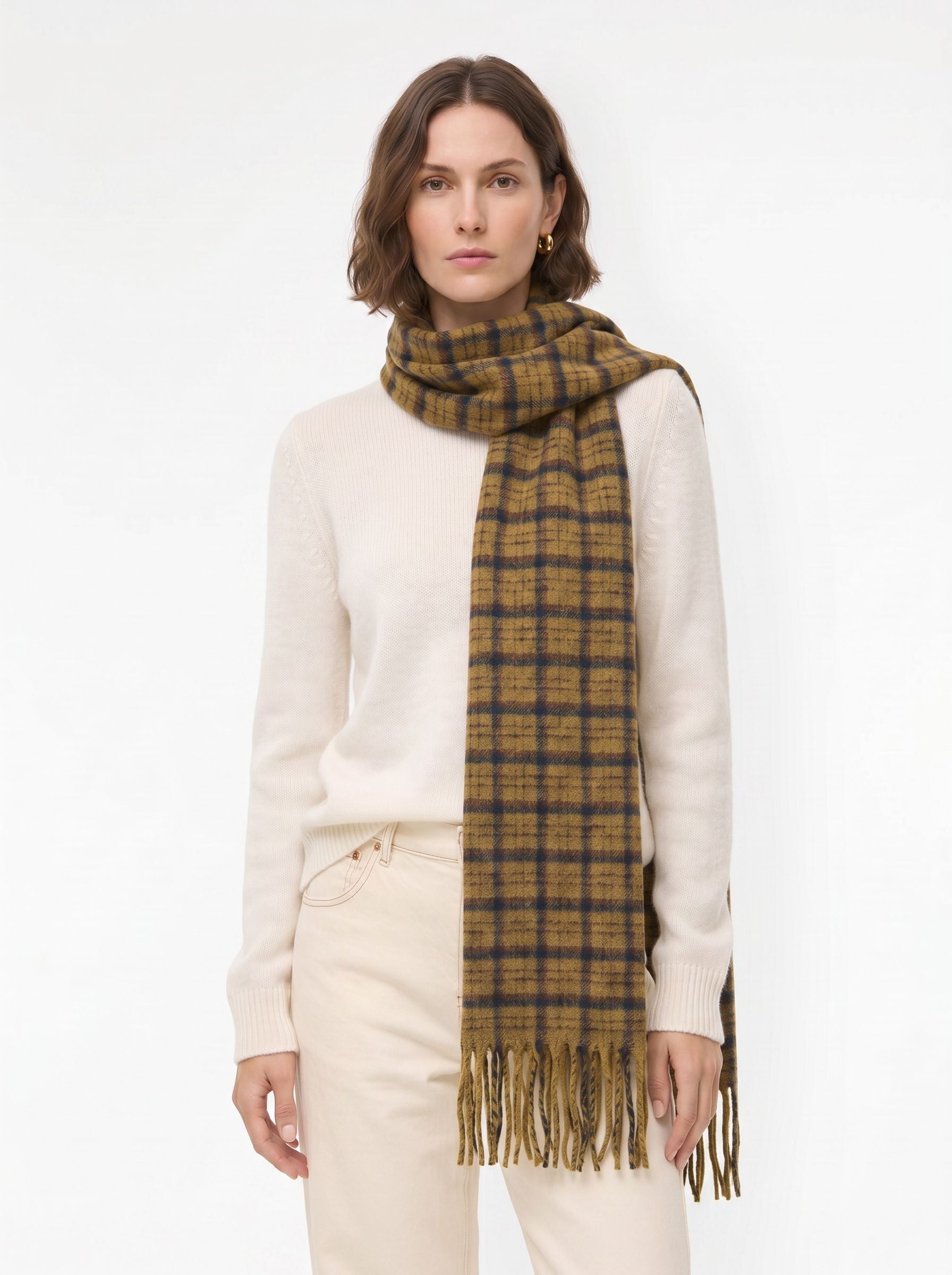 Cozy Plaid Brushed Wool Scarf
