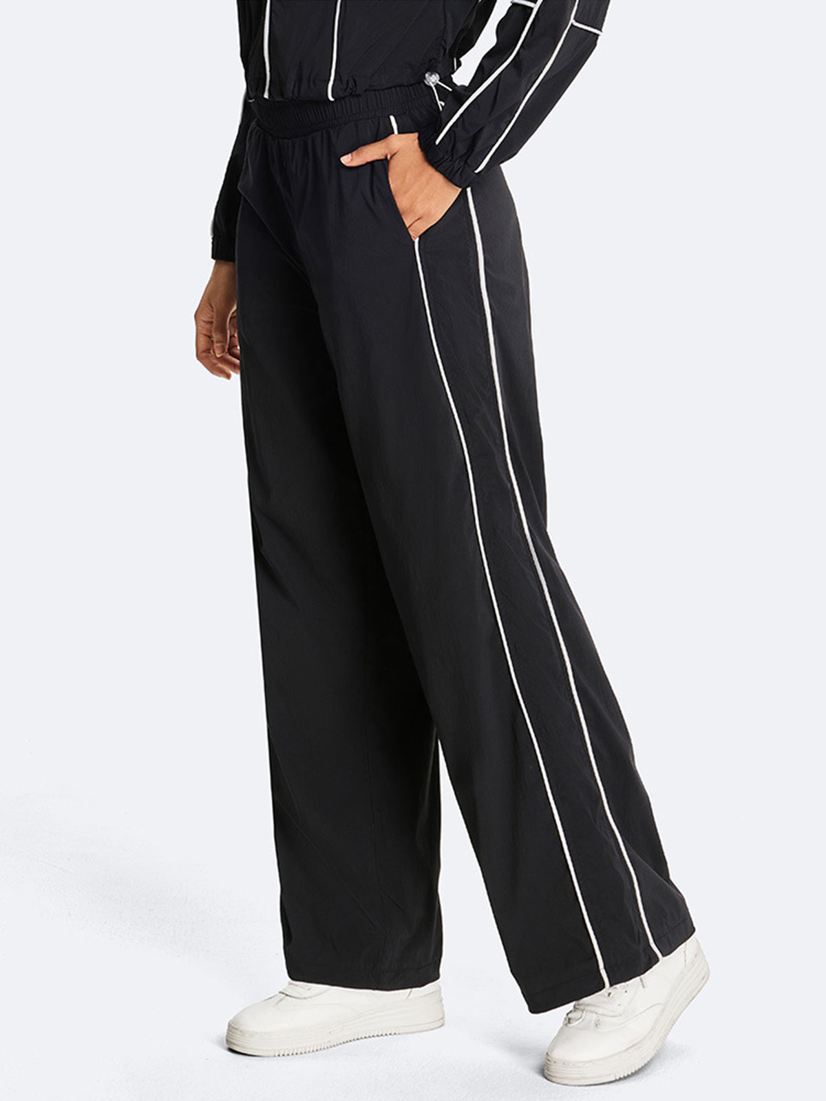 High Waisted Piping Sporty Jogger Pants