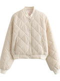 Lightweight Quilted Snap Button Bomber Jacket