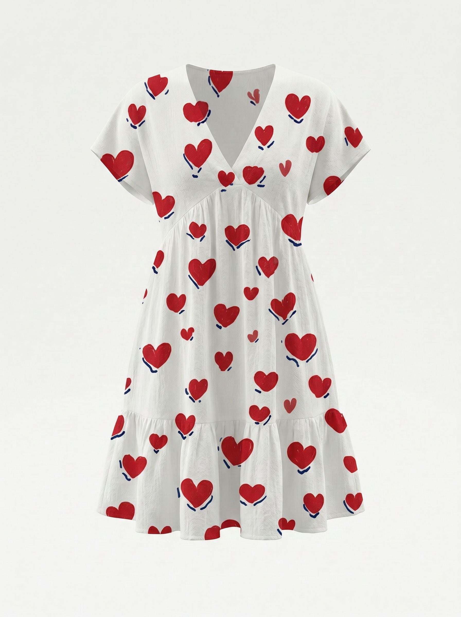 Floral Print V Neck Tiered Babydoll Mini Dress
