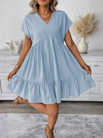 Ruffle Sleeve V Neck Mini Dress
