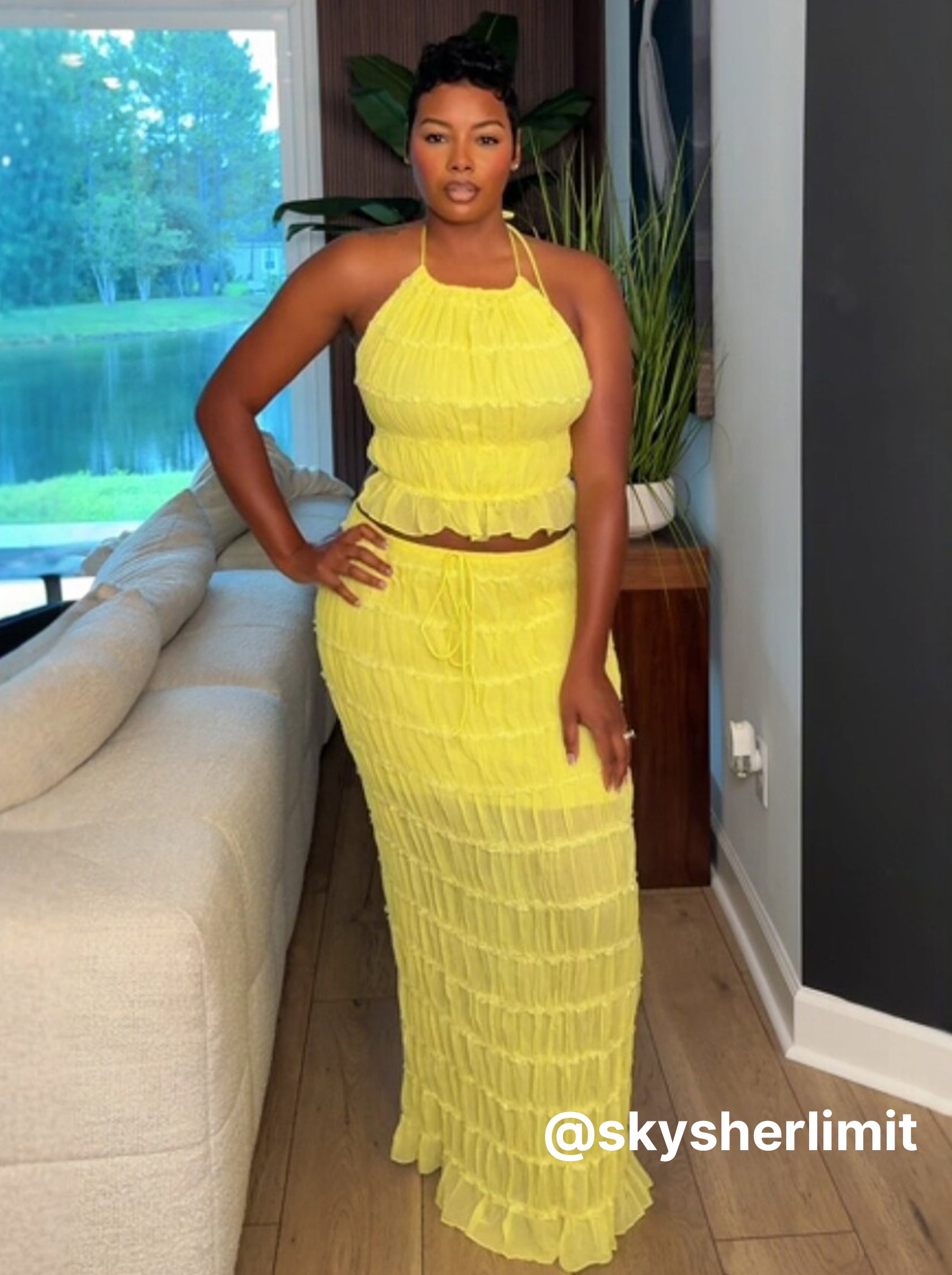 Halter Neck Ruffled Skirt Set
