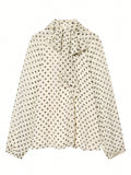 Elegant Polka Dot Bow Blouse