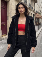 Cozy Oversized Black Teddy Jacket