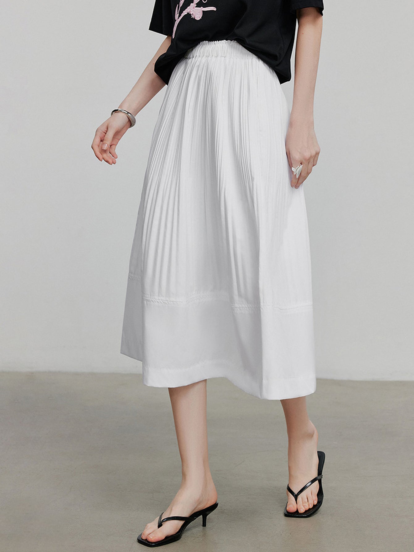 High-Waisted A-Line Minimalist Midi Skirt
