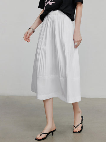 High-Waisted A-Line Minimalist Midi Skirt