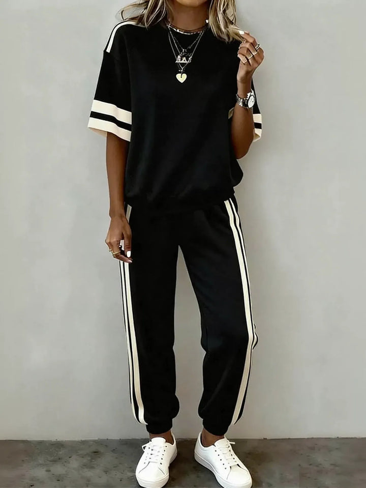 Athletic Striped Casual Pant Set