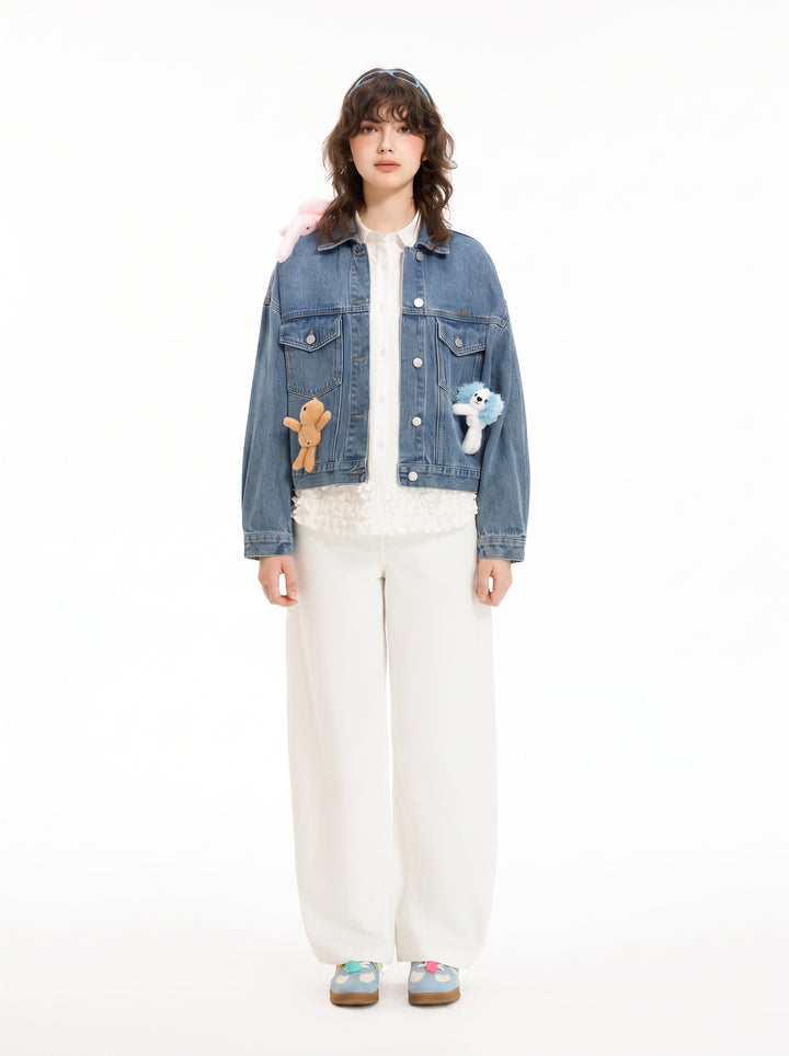 Oversized Cute Graphic Denim Jacket