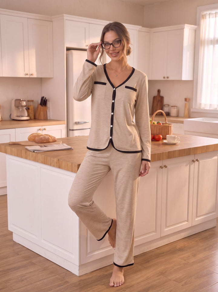 Soft Contrast Trim Button Lounge Set