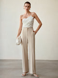High Waisted Tailored Wide Leg Trousers