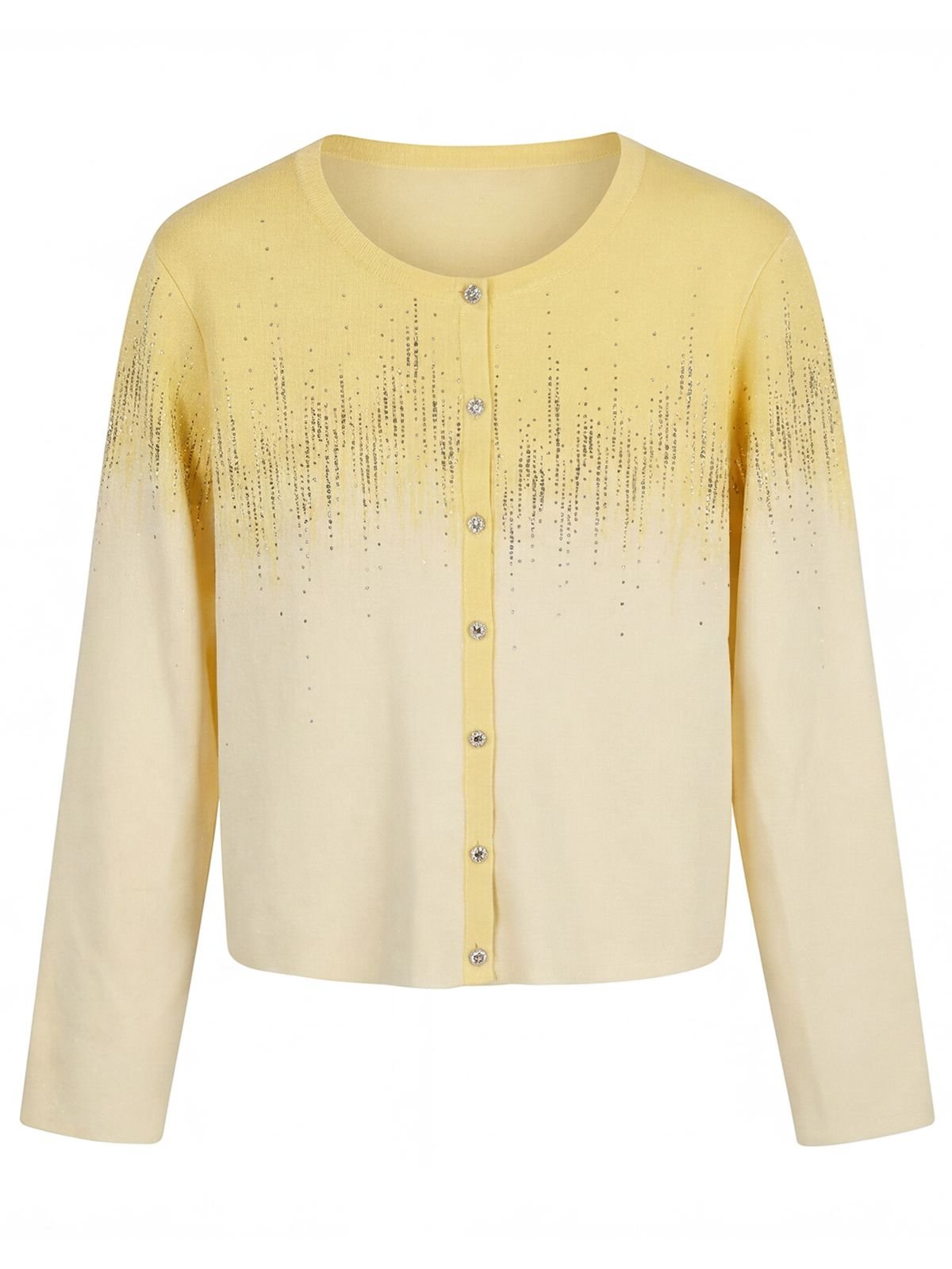 Ombre Rhinestone Embellished Knit Cardigan