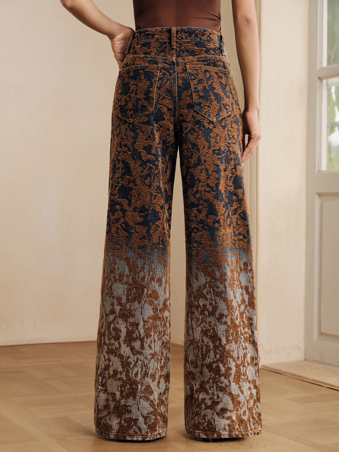 High Waisted Floral Print Jeans
