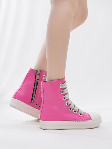 Chunky Platform Oversized Knit Laces Street-Style Boots-Black