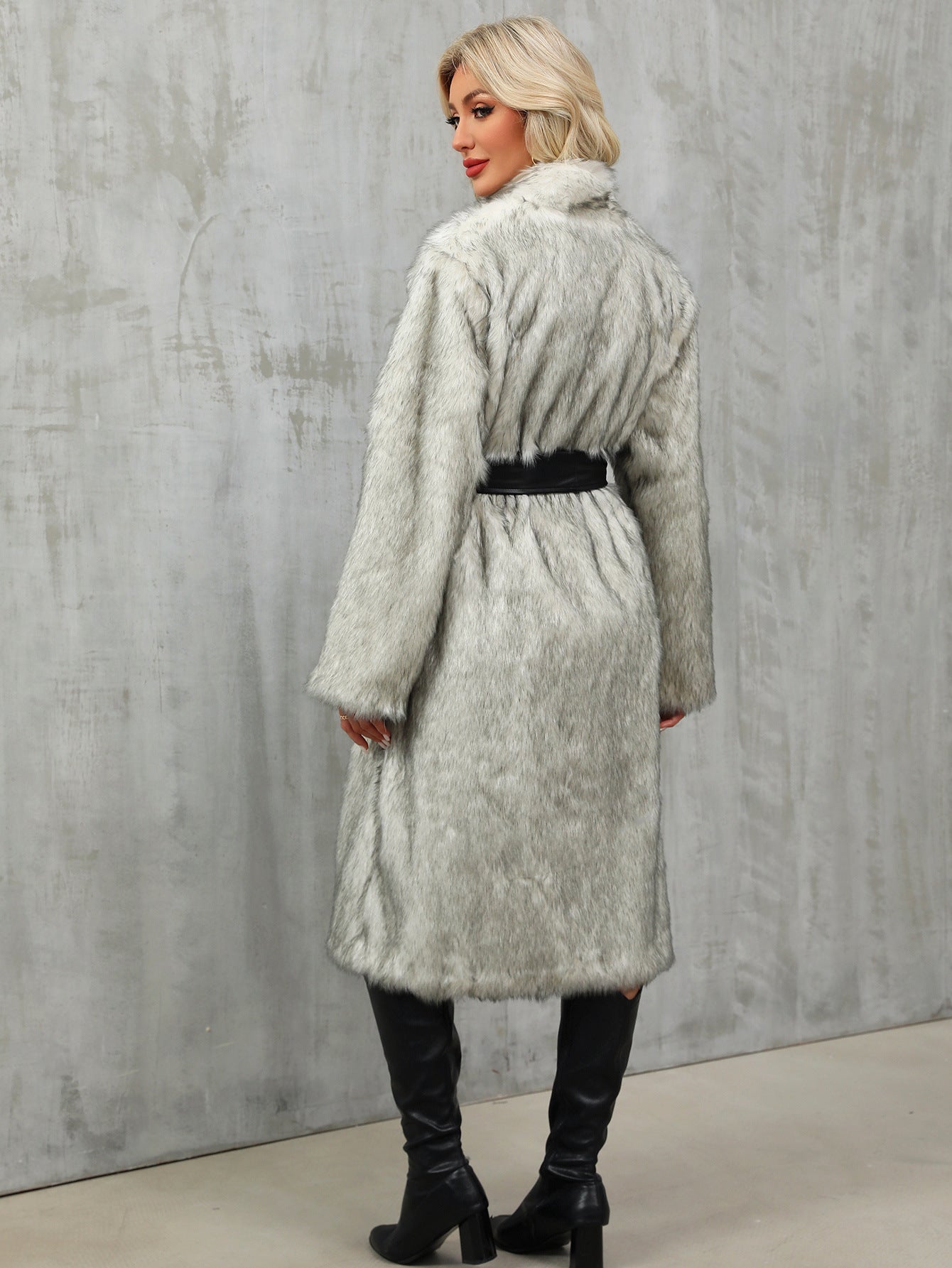 Luxurious Belted Faux Fur Coat