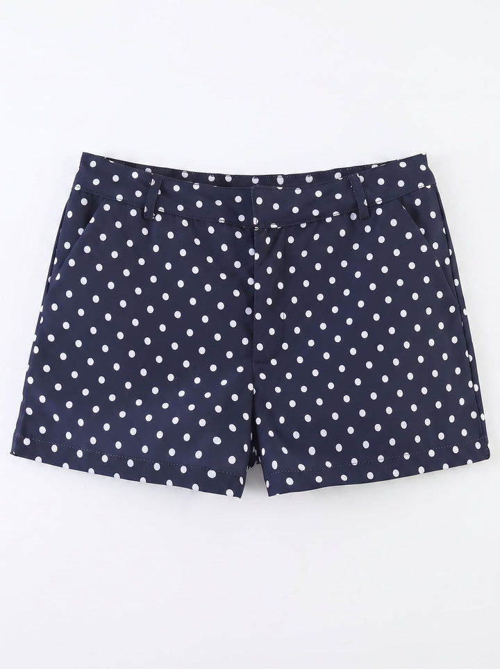 Polka Dot Cropped Stand Collar Jacket