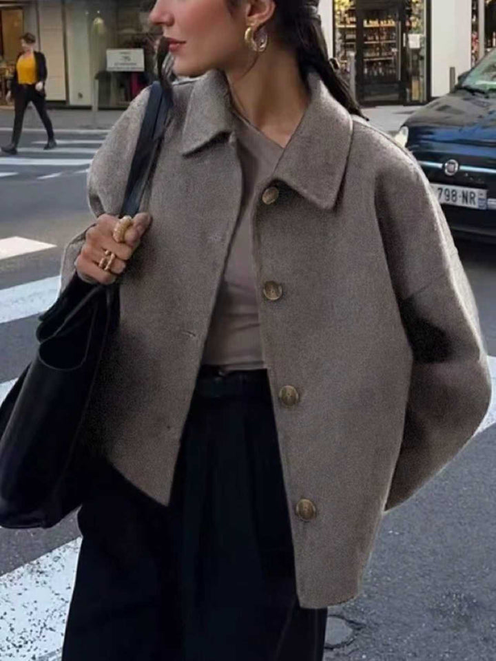 Oversized Wool Blend Button Front Coat
