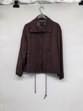 Brown Cropped Snap Button Jacket