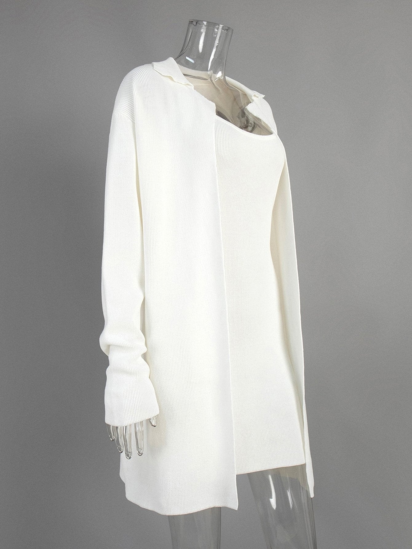 Cozy Ribbed Knit Cardigan Dress Set