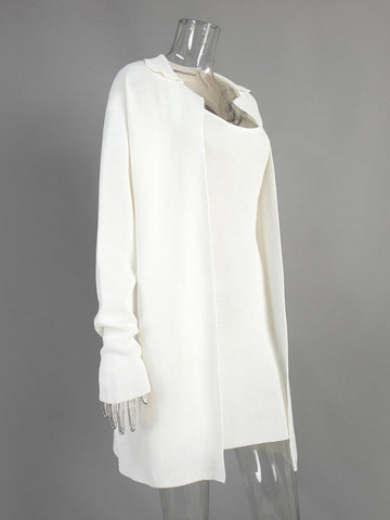 Cozy Ribbed Knit Cardigan Dress Set