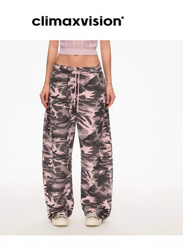 Embroidered Camo High Waisted Baggy Pants