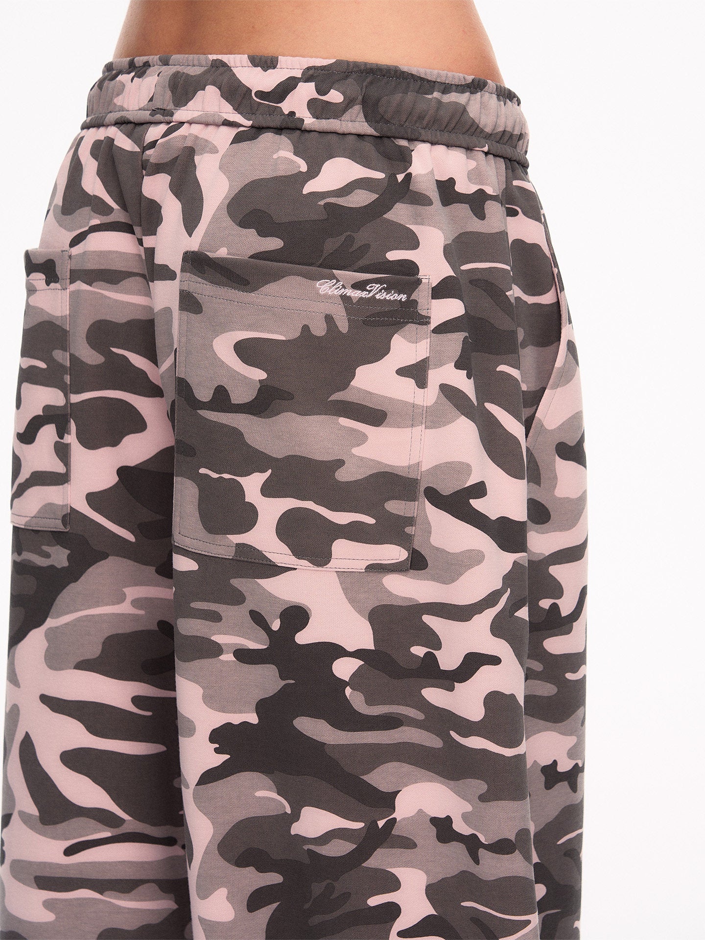 Embroidered Camo High Waisted Baggy Pants