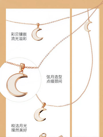 Dainty Mother Of Pearl Moon Necklace