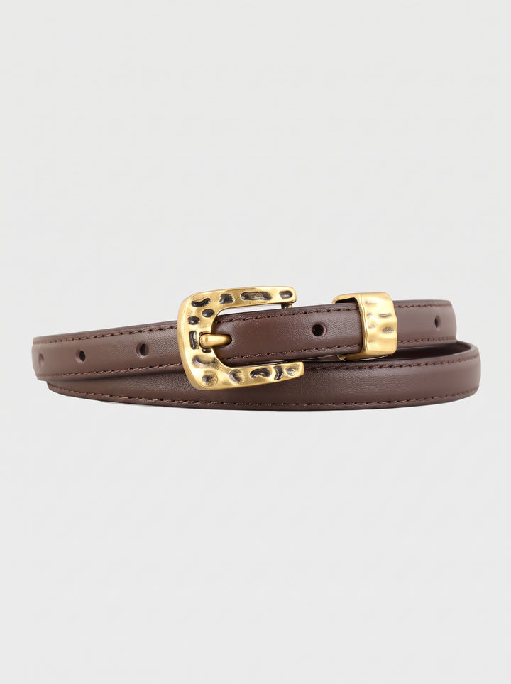 Minimalist Gold Buckle Skinny Belt
