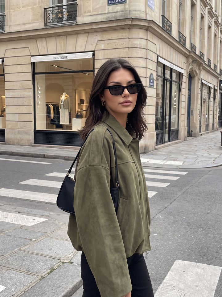 Oversized Suede Bubble Hem Jacket