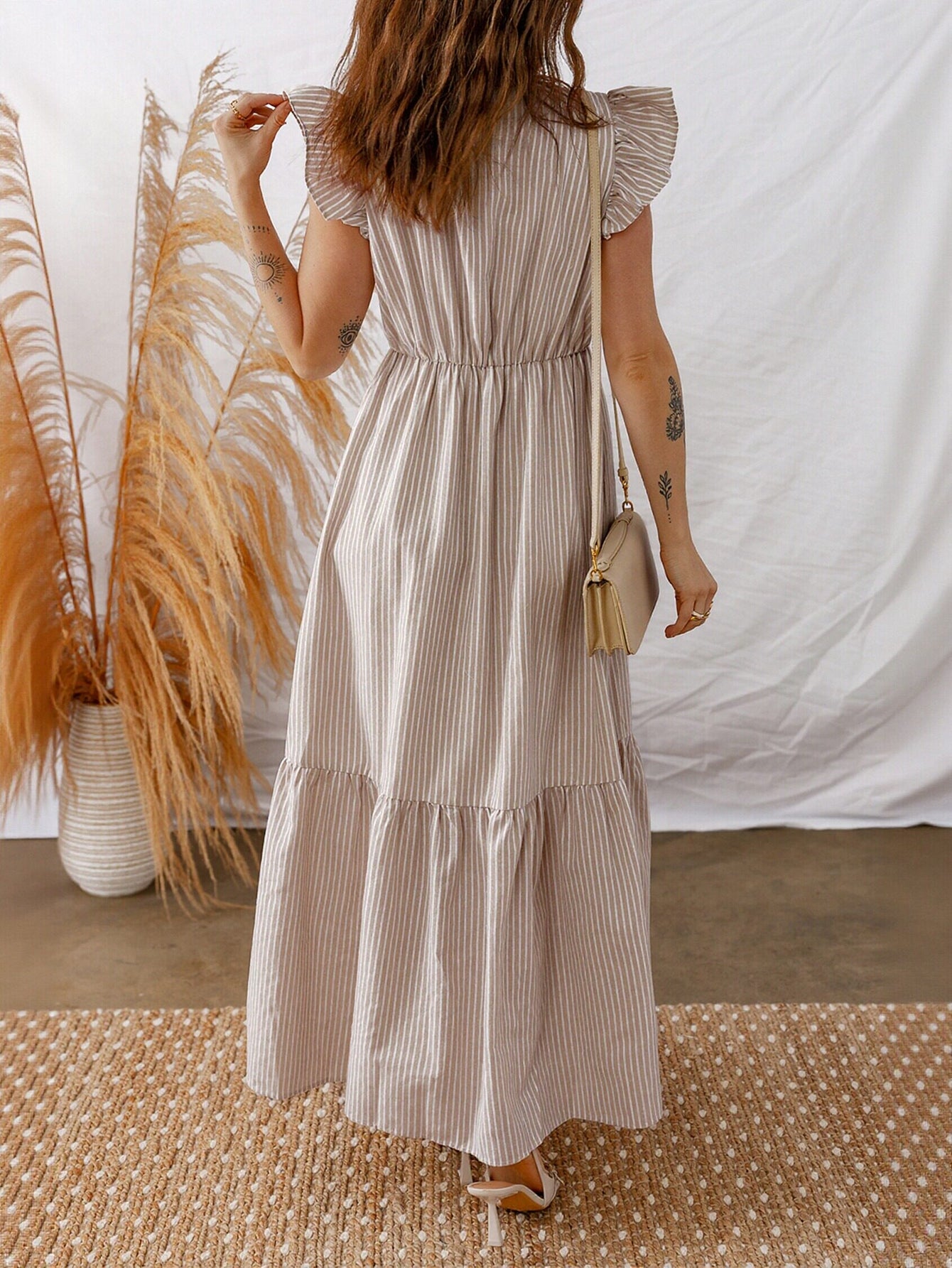 Tiered Asymmetric Slit Maxi Dress