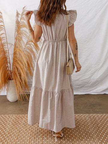 Tiered Asymmetric Slit Maxi Dress