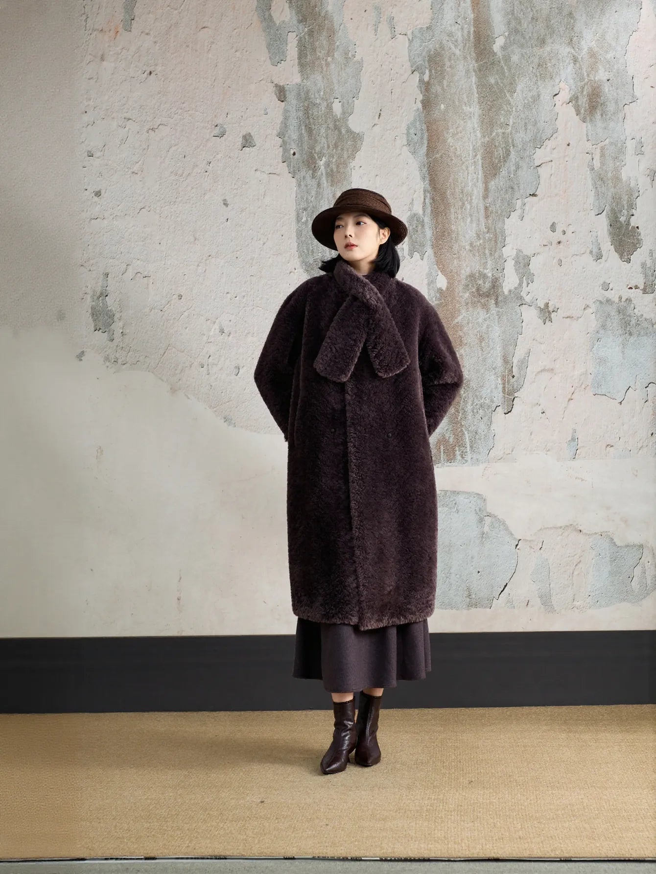Cozy Double Breasted Faux Fur Coat