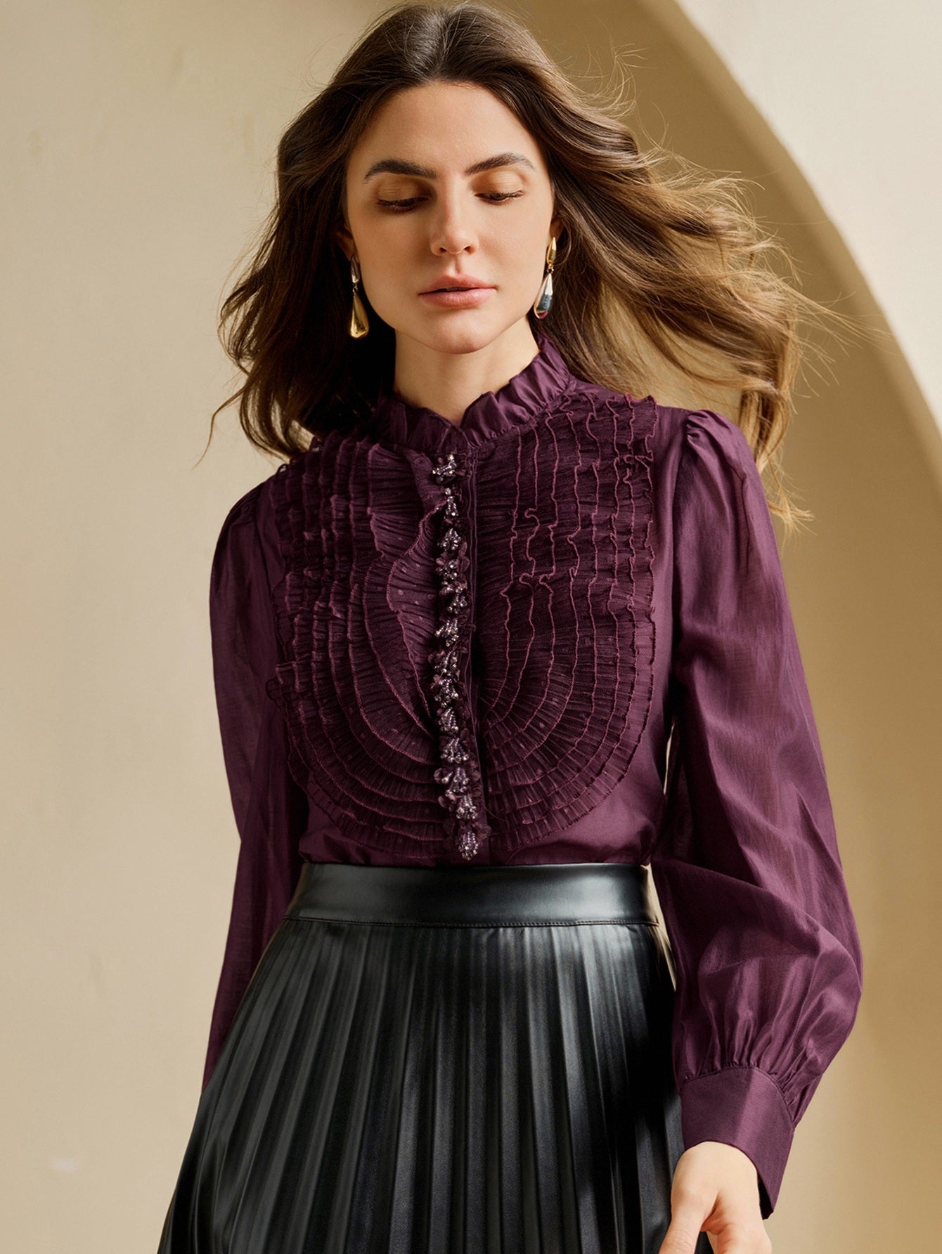 Victorian Ruffled Button Up Blouse