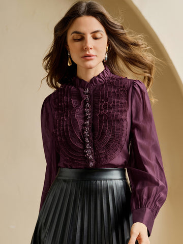Victorian Ruffled Button Up Blouse