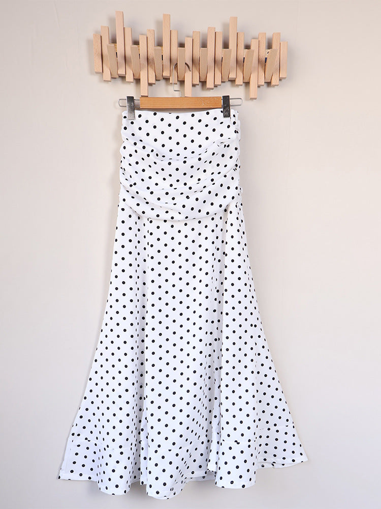 High Waisted Polka Dot Maxi Skirt