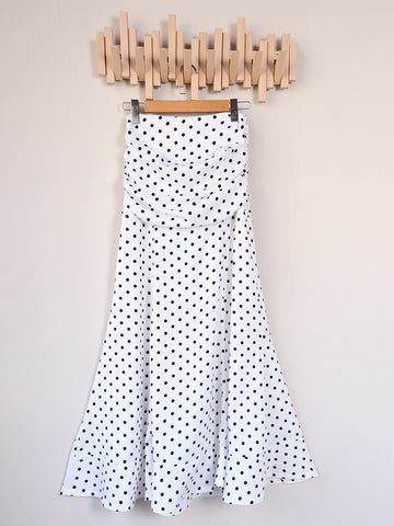 High Waisted Polka Dot Maxi Skirt