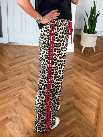 Leopard Print Side Stripe Jogger Pants