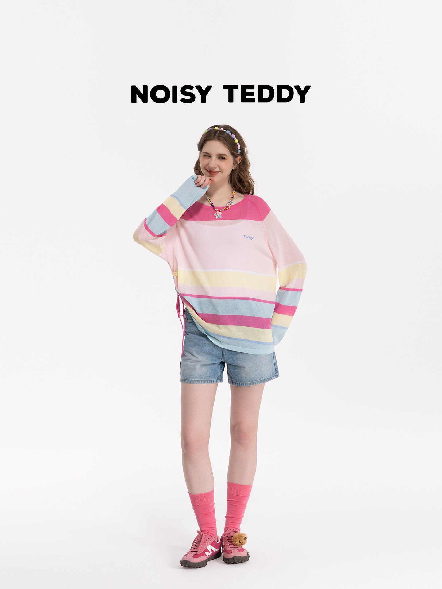 Striped Drawstring Side Knit Sweater